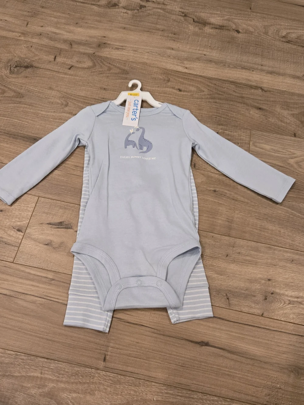 Carter's Baby Boy Dino Easter Set 2pc Blue Stripe NWT 12Mos every bunny loves me